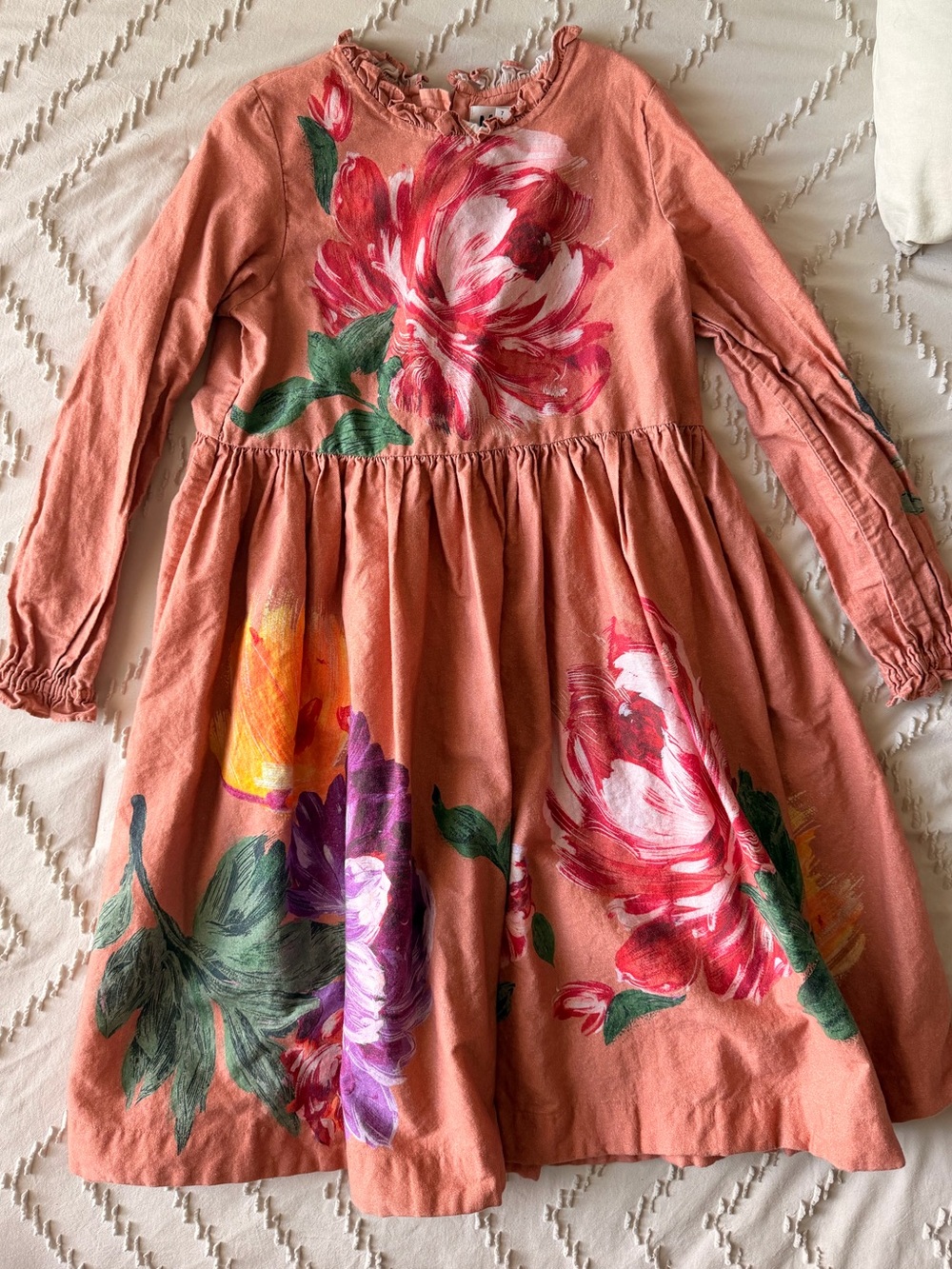Molo Coral Floral Long-Sleeve Girls Dress